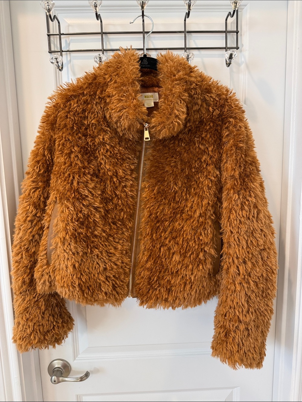 Anthropologie Women’s Faux Fur Zip Jacket - Chestnut